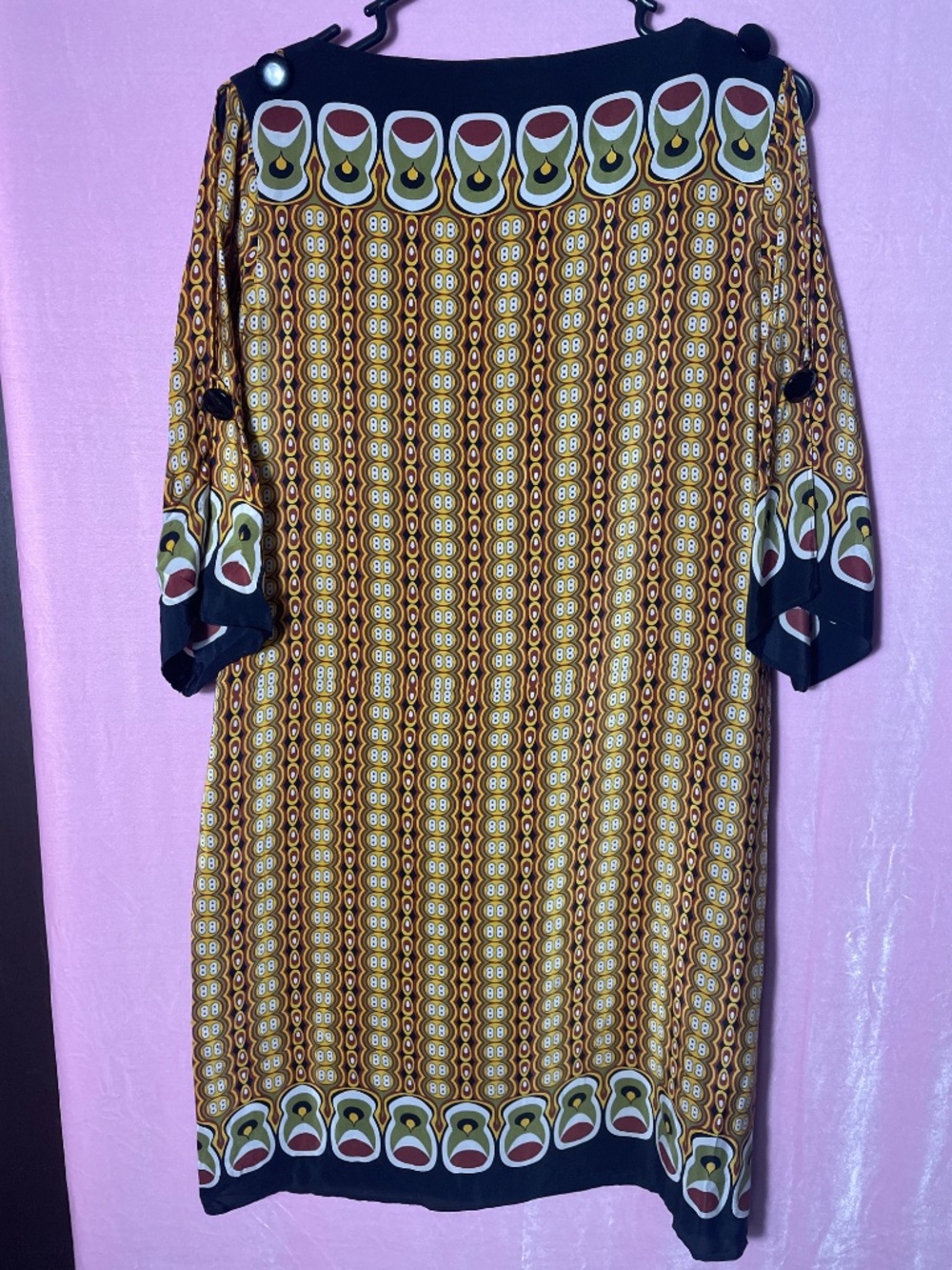 Retro Steve Madden shift dress, back zipper with button accent 3/4 sleeves - Picture 7 of 7